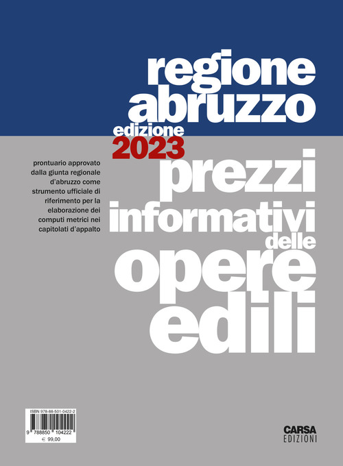 Prezzi informativi delle opere edili della Regione Abruzzo 2023