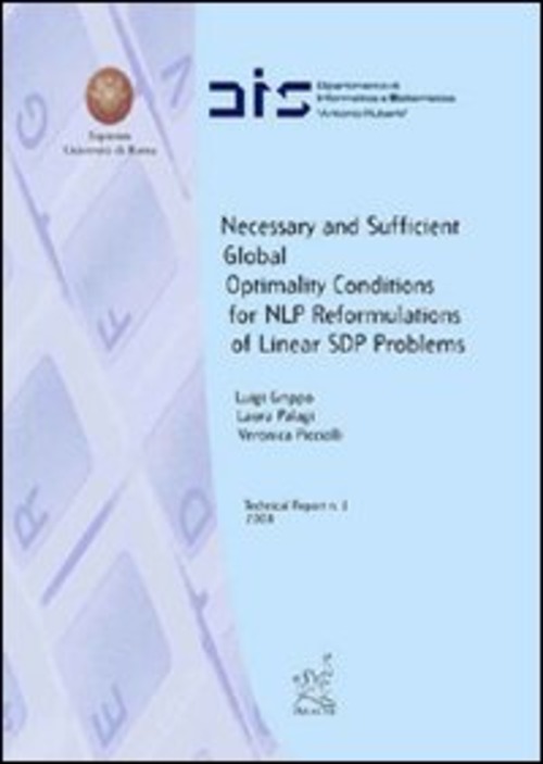 Necessary and sufficient global optimality conditions for NLP. Reformulations of linear SDP problems