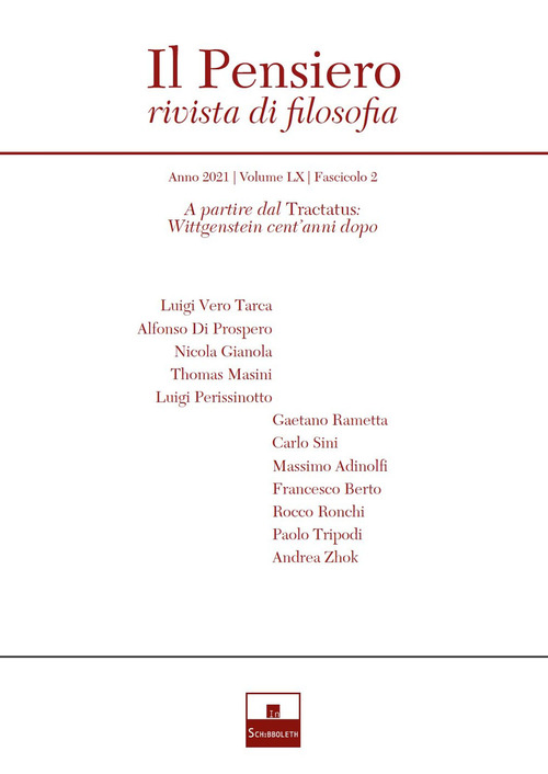 Il pensiero. Rivista di filosofia. Volume Vol. 60/2