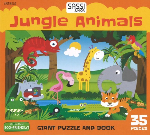 Jungle animals. Giant puzzle and book