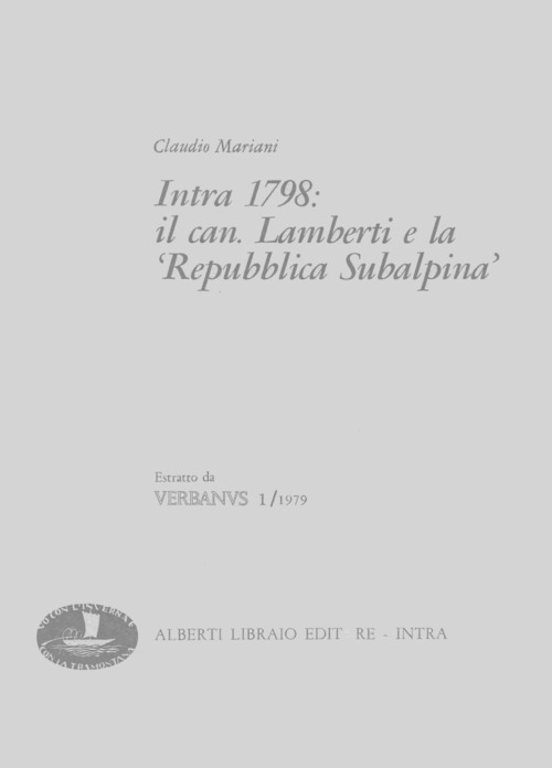 Intra 1798: il canonico Lamberti e la «Repubblica subalpina»