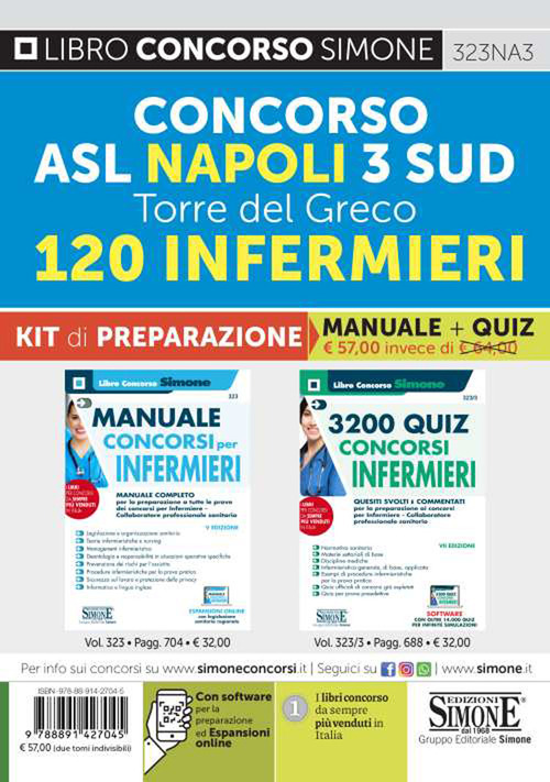 Concorso ASL Napoli 3 Sud Torre del Greco. 120 infermieri. Kit di preparazione. Manuale + quiz