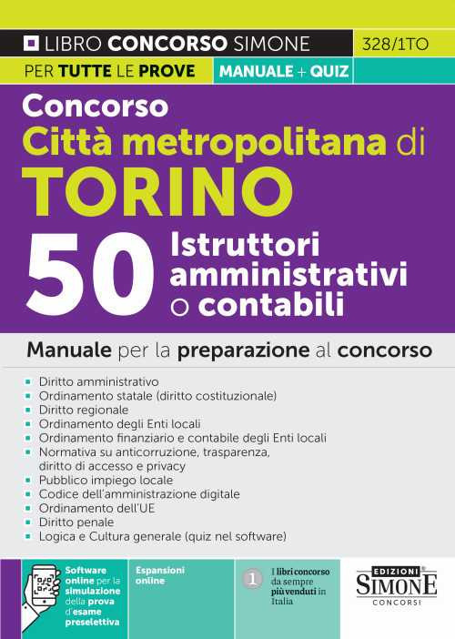 Concorso città metropolitana di Torino 50 Istruttori amministrativi o contabili. Manuale per la preparazione al concorso