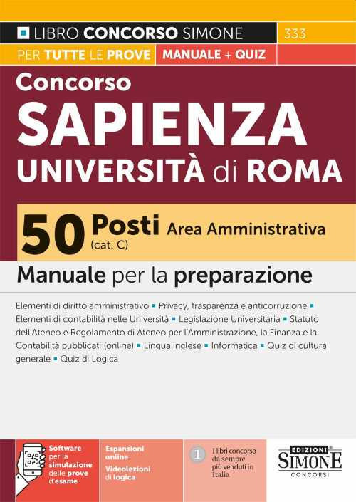 Concorso Sapienza Università di Roma 50 posti Area Amministrativa (Cat. C). Manuale per la preparazione