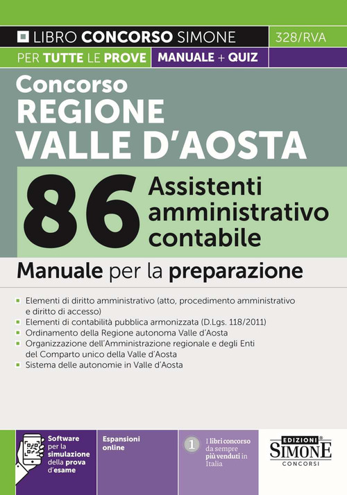 Concorso regione Valle d'Aosta 86 assistenti amministrativo contabile. Manuale per la preparazione