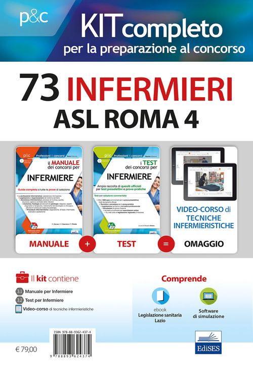 Kit concorso 73 infermieri ASL ROMA 4. Manuali di teoria e test commentati per tutte le prove