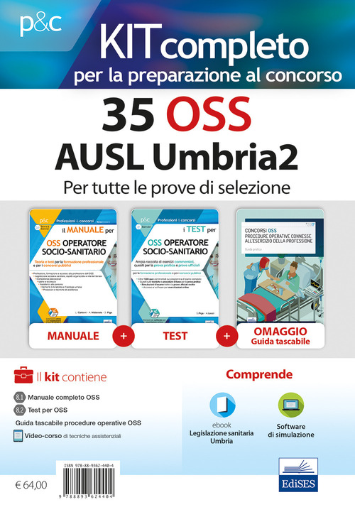 Kit concorso 35 OSS AUSL Umbria 2. Manuali di teoria e test commentati per tutte le prove