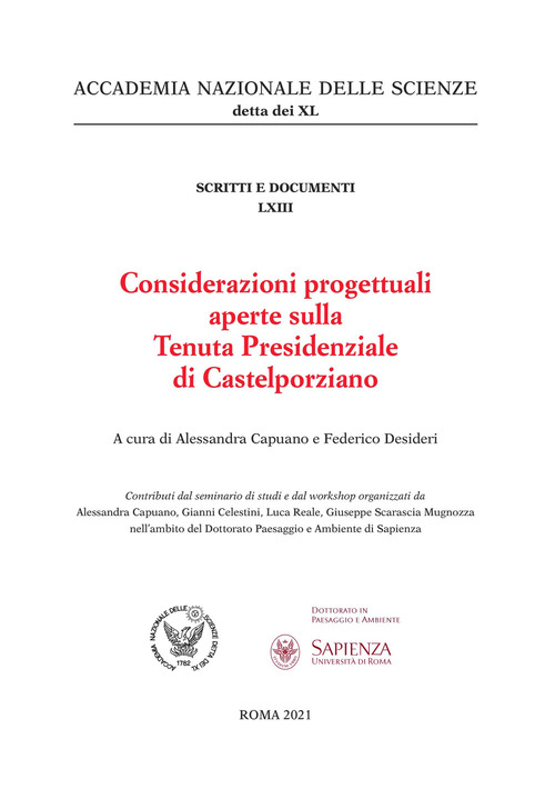 Considerazioni progettuali aperte sulla Tenuta Presidenziale di Castelporziano