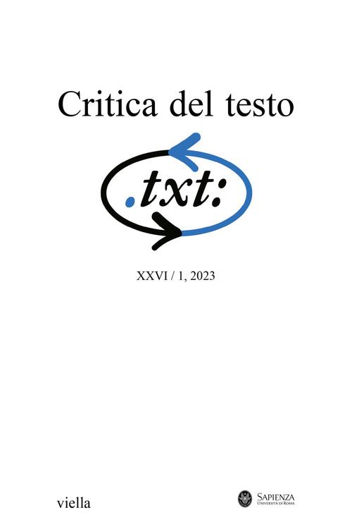 Critica del testo. Volume Vol. 26/1